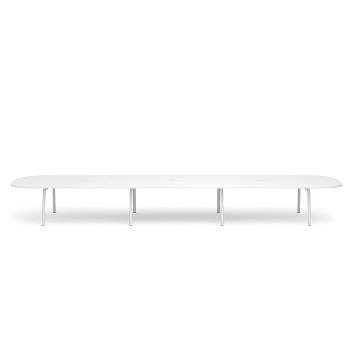 Modern white oval conference table on a white background. (White-246&quot;)