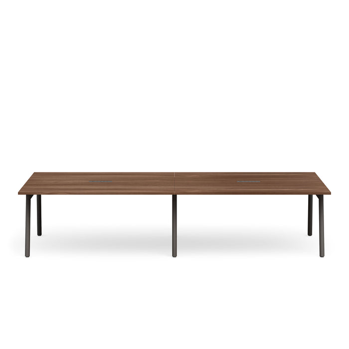 Modern walnut wood conference table on a white background (Walnut-132&quot;)