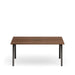 Modern walnut coffee table with black legs on a white background. (Walnut-66&quot;)