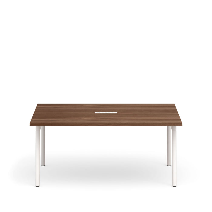 Modern minimalist wooden table with white legs on a white background (Walnut-66&quot;)