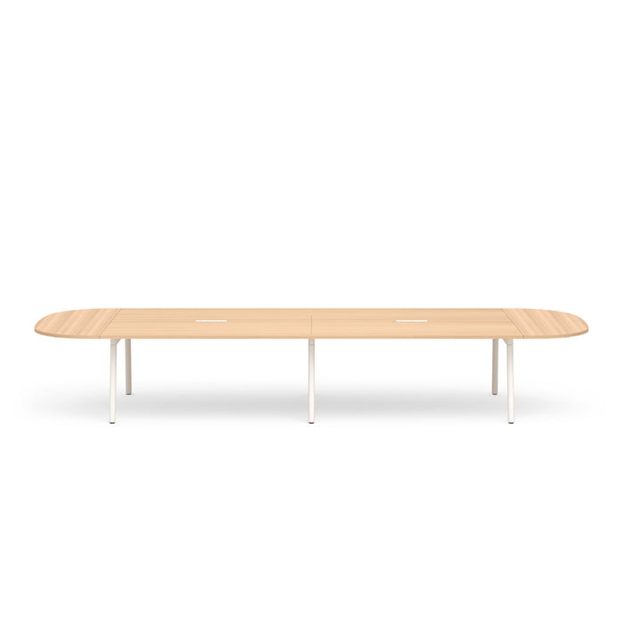 Modern wooden conference table with metal legs on a white background. (Natural Oak-180&quot;)
