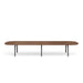 Long wooden oval-shaped conference table with metal legs on a white background. (Walnut-180&quot;)