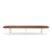 Modern oval wooden conference table with white legs on a white background. (Walnut-180&quot;)