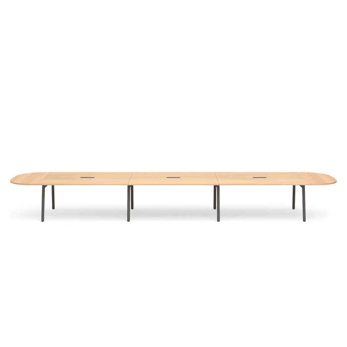 Modular wooden office table with metal legs on white background (Natural Oak-246&quot;)