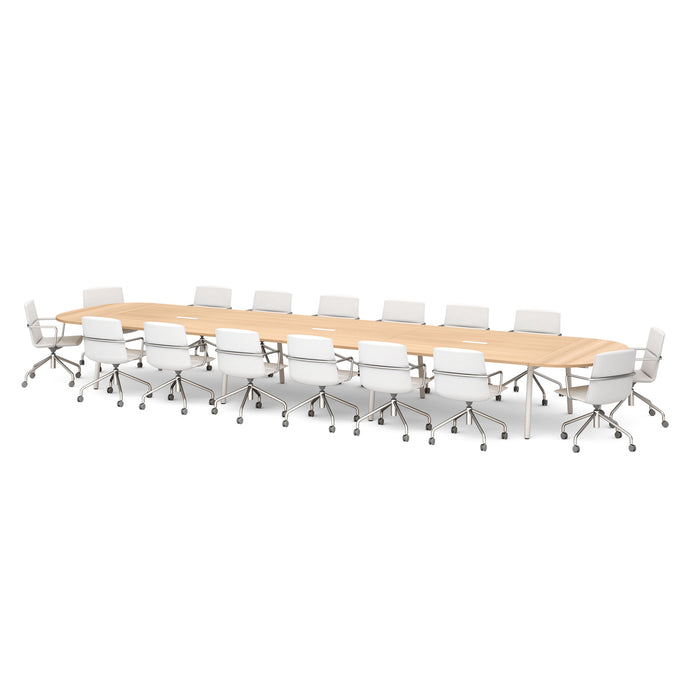 Long conference table with chairs on white background (Natural Oak-246&quot;)