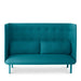 Teal blue modern tufted sofa with two cushions isolated on a white background. (Teal-Teal)(Teal-Dark Gray)