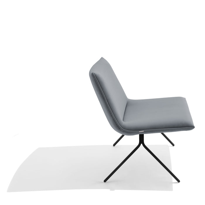 Modern gray lounge chair with black metal base on white background. (Dark Gray-Black)
