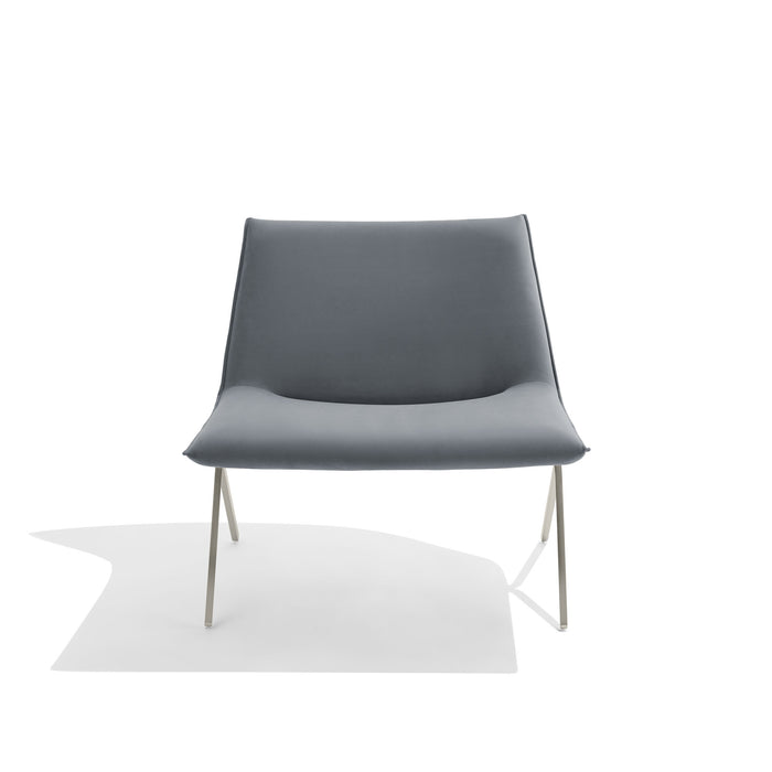 Modern gray sling chair with metal legs on white background (Dark Gray-Nickel)