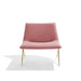 Blush pink modern chair with gold legs on a white background. (Dusty Rose-Brass)