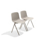 Two modern beige chairs on a white background. (Warm Gray)