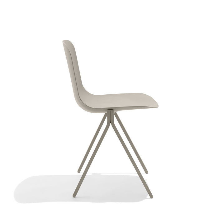 Modern beige chair with metal legs isolated on white background. (Warm Gray)