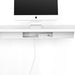 Apple iMac on white desk with minimalist cable management. (White)