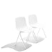 Two white modern chairs on a white background with soft shadows (White)