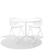 Modern white round table with two chairs on a plain background. (White)