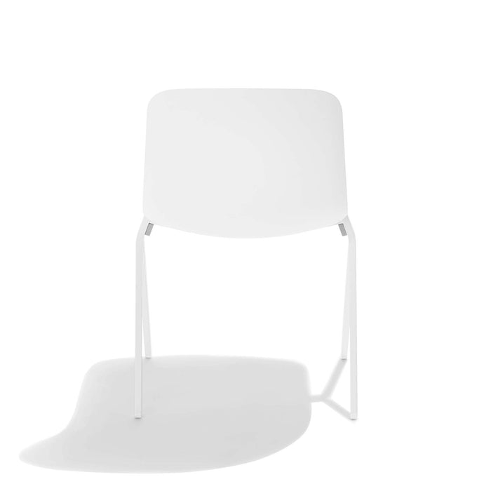 Modern white chair with a minimalist design isolated on a white background. (White)