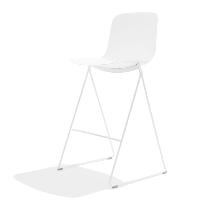 White modern bar stool on a white background. (White)