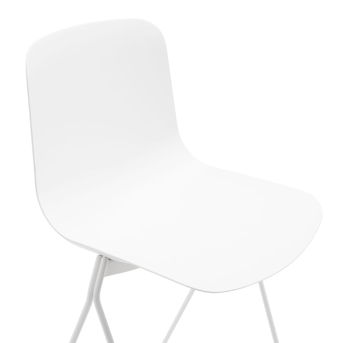 Modern white minimalist chair against a white background (White)