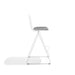 Modern white bar stool with grey seat cushion isolated on white background. (White)