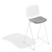 Modern white chair with gray cushion and metal legs on white background. (White)