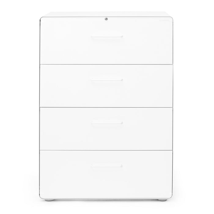 Modern white four-drawer dresser isolated on white background (White)