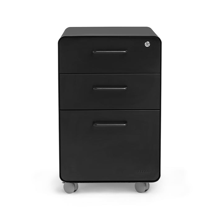 Black office pedestal drawer unit on white background (Black-Black)
