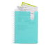 Spiral notebook with handwritten to-do lists and sticky notes on a white background (Aqua)