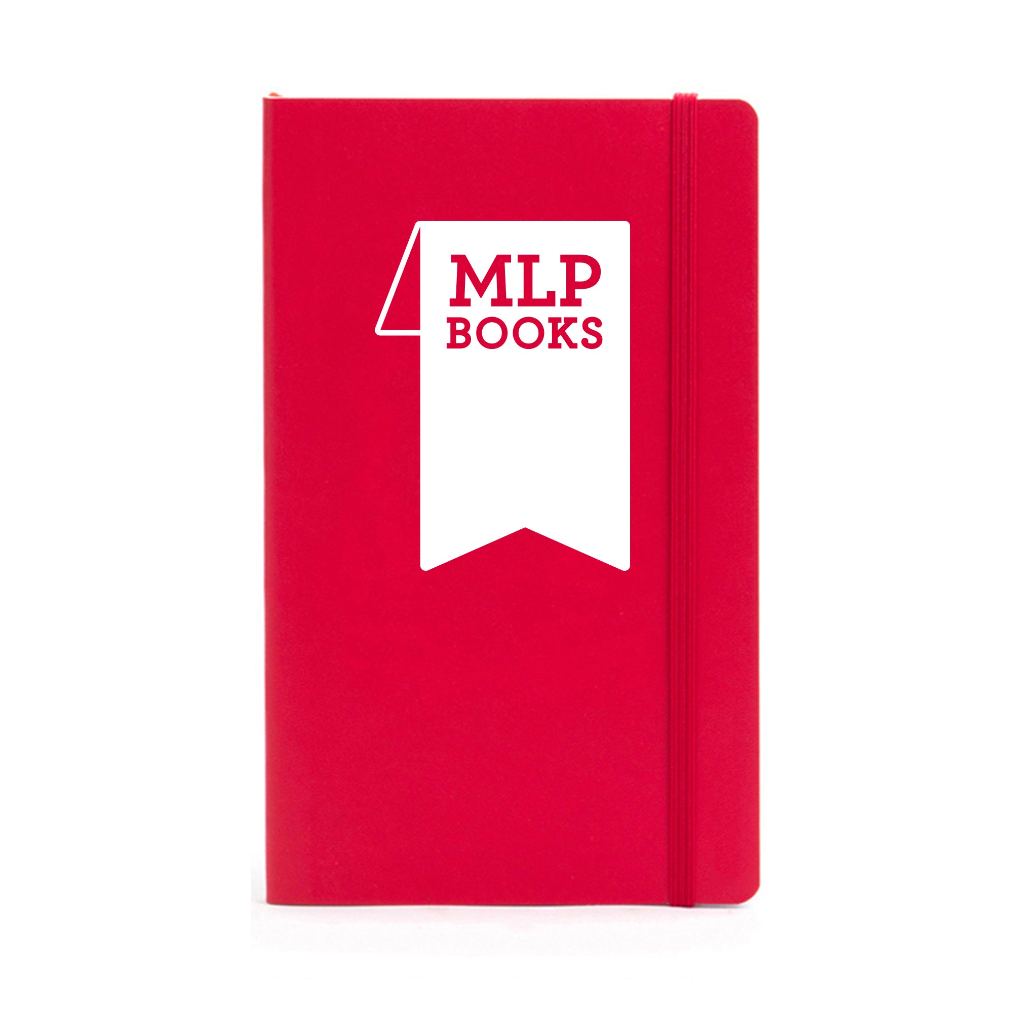 Red notebook with MLP Books logo on cover against white background. (Red)(Red-Hero)
