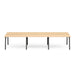 Modern extendable wooden dining table with black legs on a white background. (Natural Oak-47&quot;)