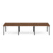 Modern brown extendable dining table with black legs on a white background. (Walnut-47&quot;)