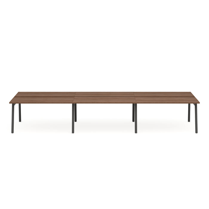 Modular wooden conference table in a minimalist design on a white background. (Walnut-57&quot;)