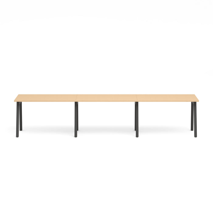 Modern wooden table with black metal legs on a white background. (Natural Oak-47&quot;)