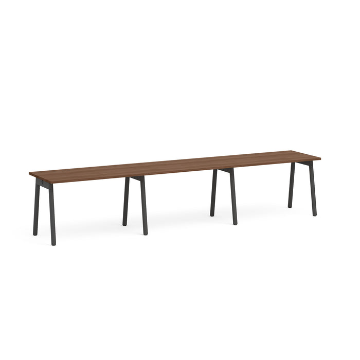 Long wooden table with black legs on white background. (Walnut-47&quot;)