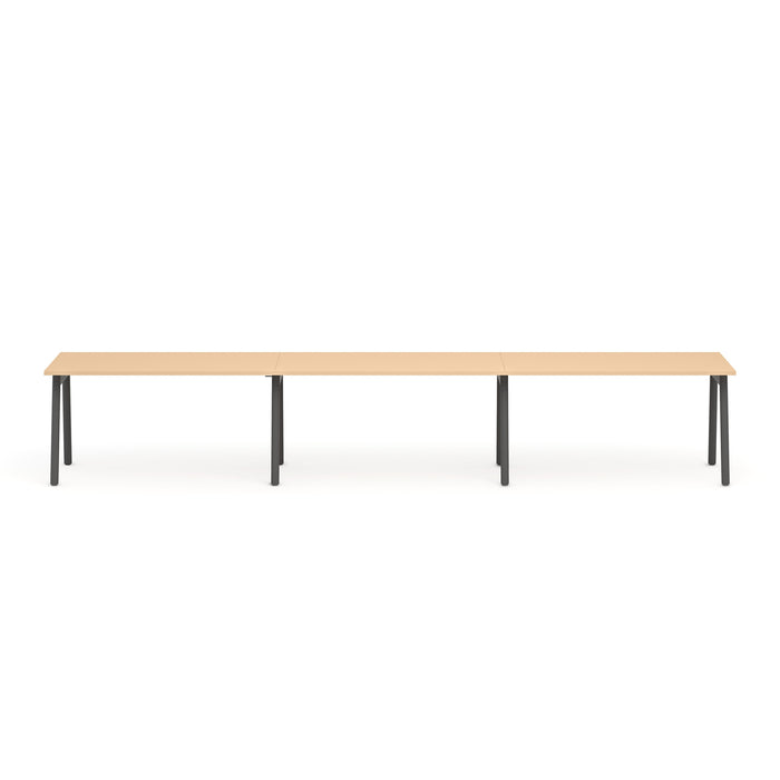 Long wooden table with metal legs on a white background (Natural Oak-57&quot;)