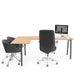 Modern office workspace with wooden desk, ergonomic chairs, and desktop computer (Natural Oak)