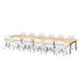 Long conference table with white office chairs on white background (Natural Oak-198&quot;)