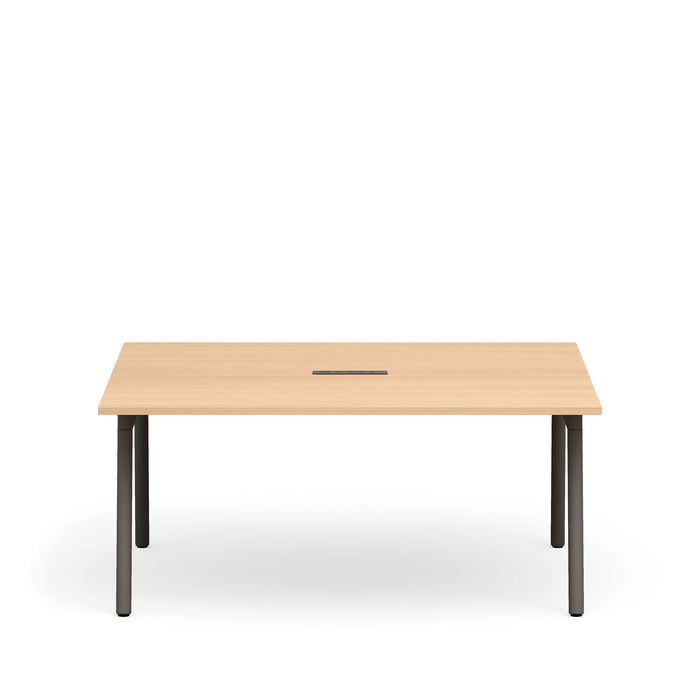 Modern wooden table with black legs on a white background. (Natural Oak-66&quot;)