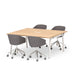 Modern office meeting table with four gray chairs on a white background. (Natural Oak-66&quot;)