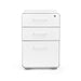 White three-drawer file cabinet isolated on a white background. (White-White)