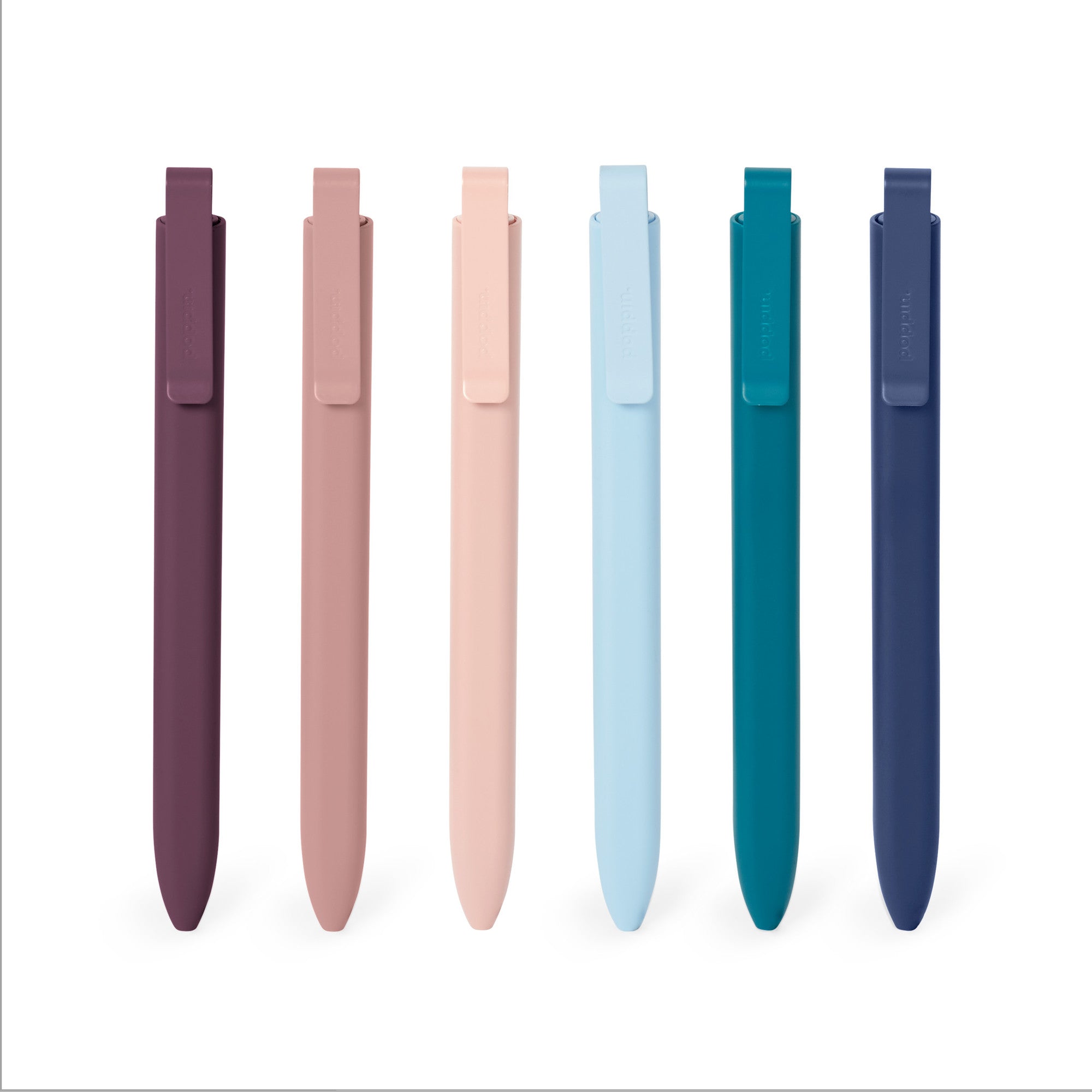 Set of colorful stylus pens isolated on white background 