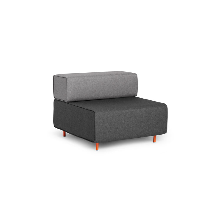 Modern two-tone modular sofa with grey cushions and black base against white background. (Dark Gray-Gray)
