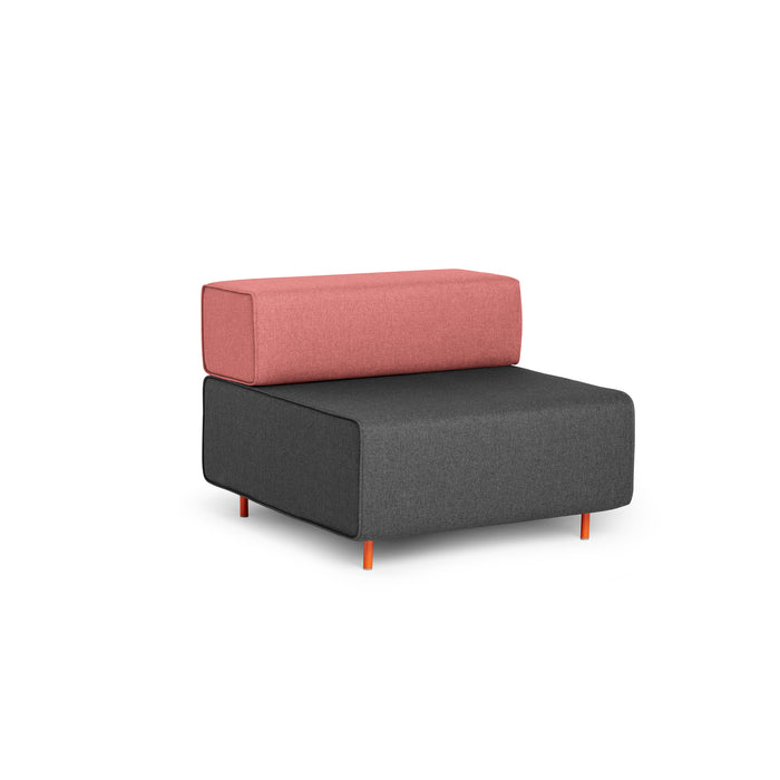 Modern two-tone modular sofa with pink and gray cushions on a white background. (Dark Gray-Rose)