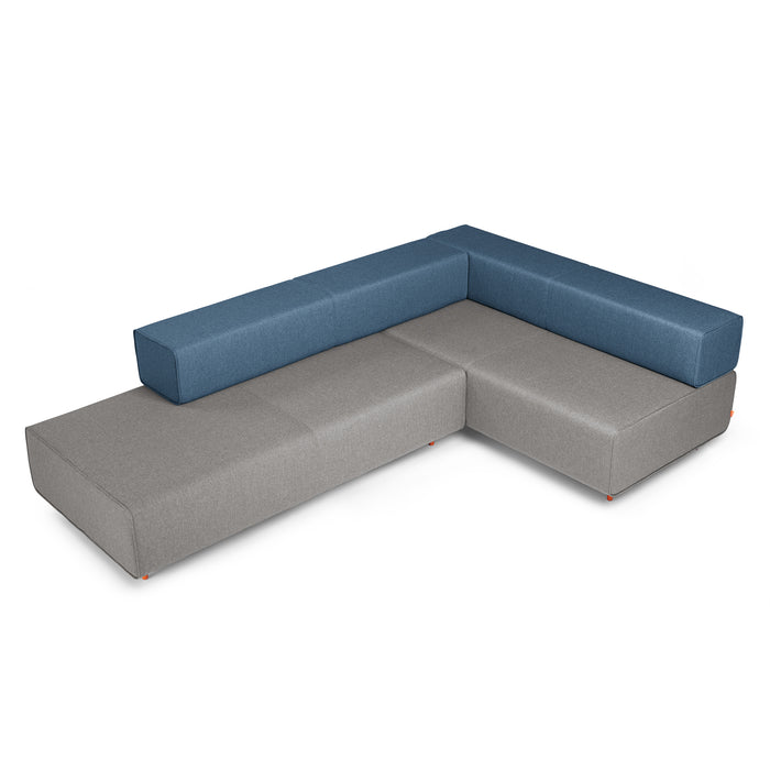 Modern two-tone sectional sofa with chaise on white background (Gray-Dark Blue)