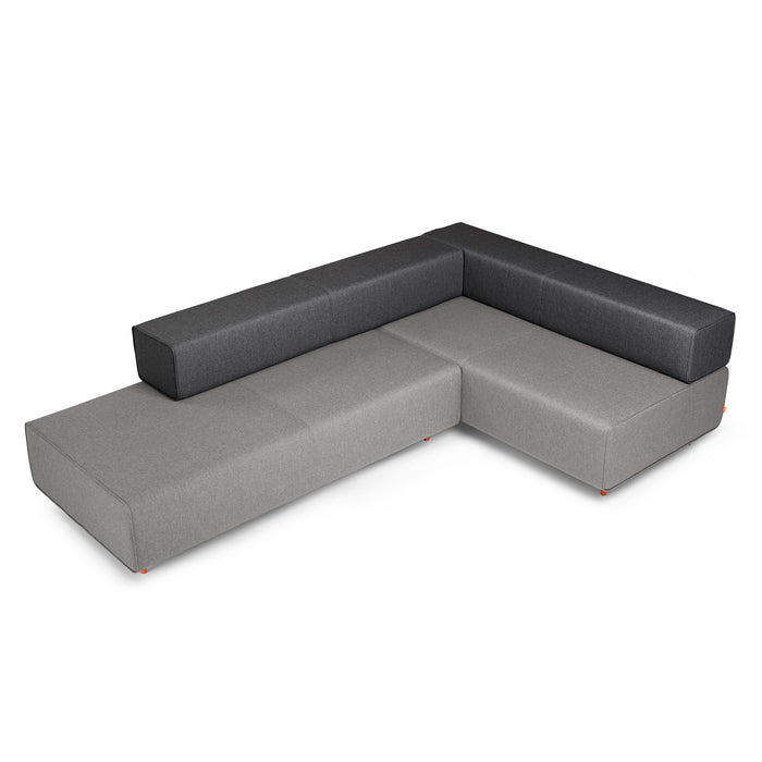 Modern two-tone sectional sofa with chaise on white background. (Gray-Dark Gray)