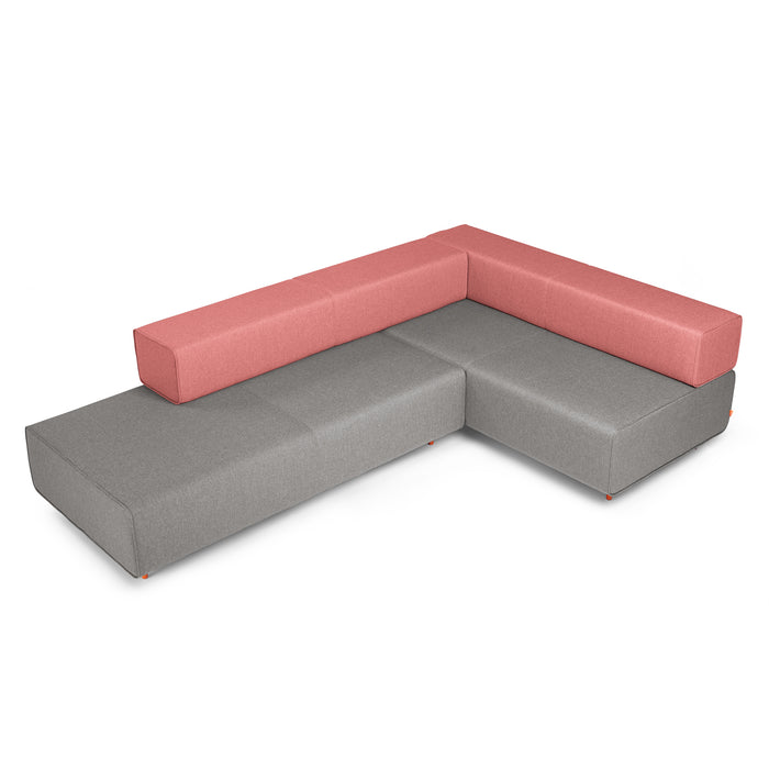 Modern L-shaped sectional sofa in gray and pink on a white background (Gray-Rose)