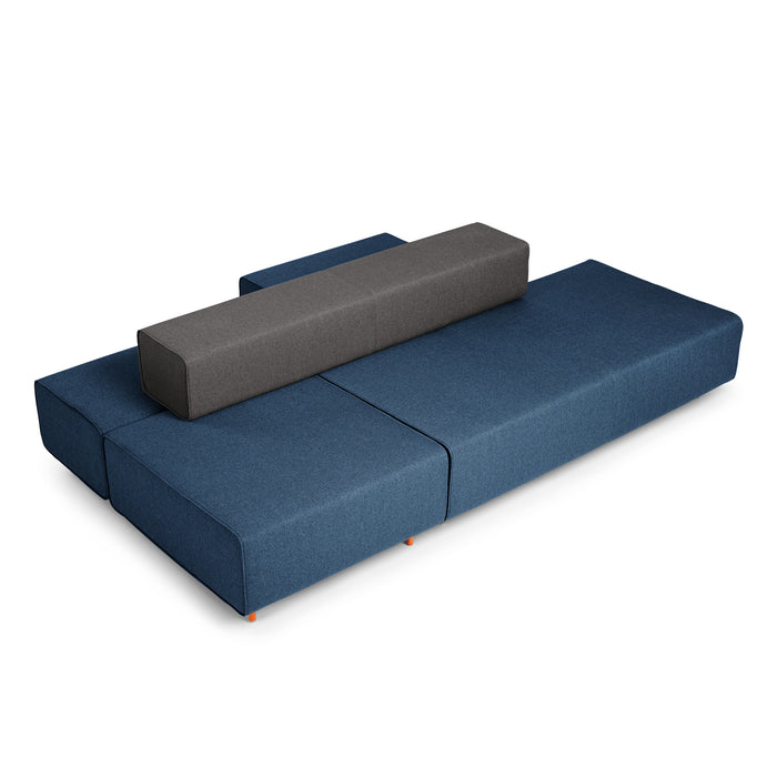 Navy blue modern sofa bed with grey cushion isolated on white background. (Dark Blue-Dark Gray)