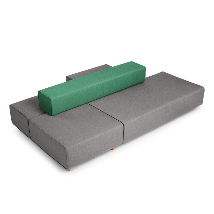 Modern grey modular sofa with green cushion on white background. (Gray-Grass)