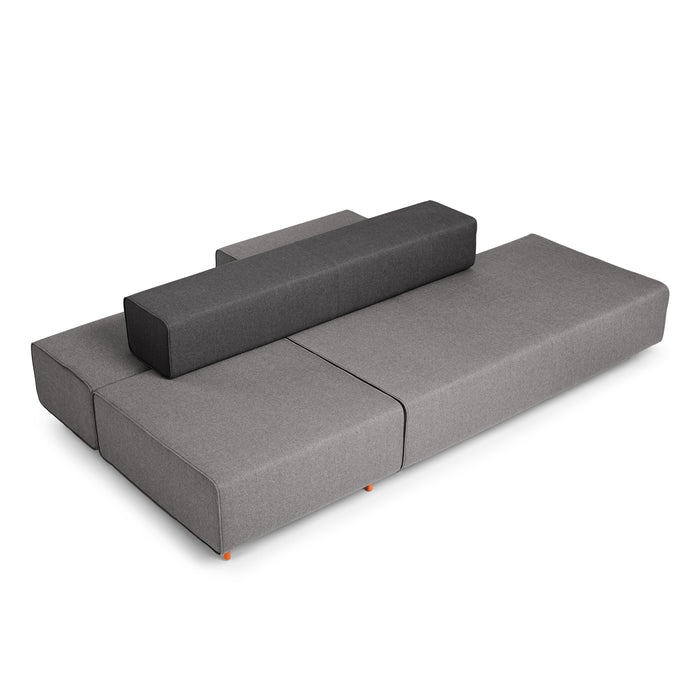 Modern gray modular sofa on a white background. (Gray-Dark Gray)