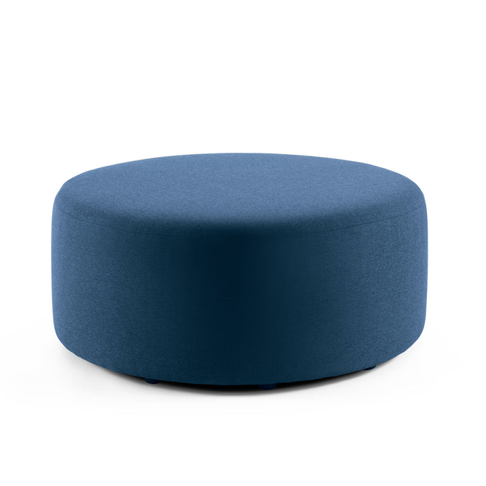 Blue round fabric ottoman on white background (Dark Blue)