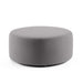 Round gray fabric ottoman against a white background. (Gray)
