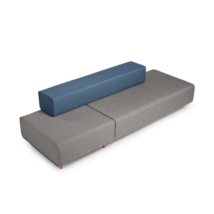 Modern two-tone sectional sofa with backrest on white background (Gray-Dark Blue)